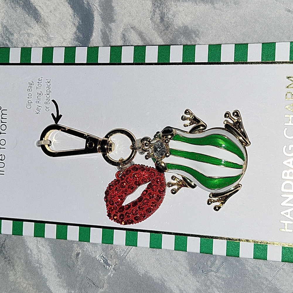 True to Form Frog Prince Lips Kiss Handbag Charm Keyring Clip Brand New Ti TL M